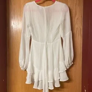 chinese dress ladies Calcite Balloon Sleeve Off Shoulder Mini Dress | Ivory | Dresses main image 1